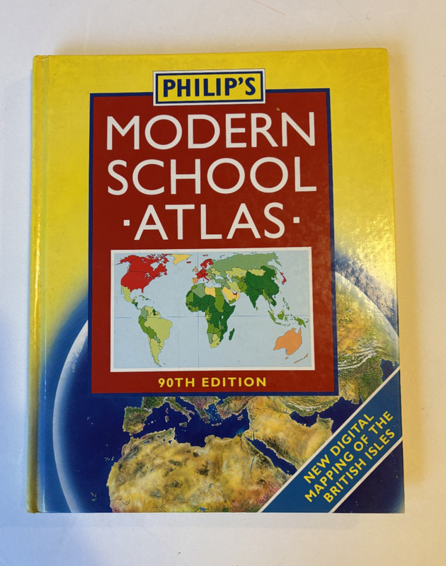 Philips Modern School Atlas 90th Edition 1994 Hardback Reference Map Book