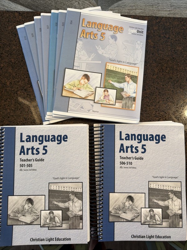Christian Light Language Arts Grade 5 Teacher’s Guides Plus 504-510 Workbooks
