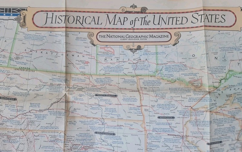 1953 National Geographic Large Folded Paper Historical Map of The United States gallery