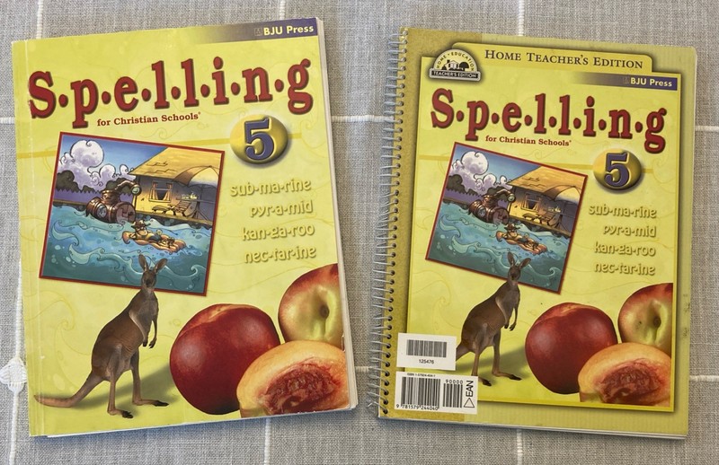 Lot 2 BJU Spelling 5 5th Grade VERY GOOD TEACHER’s EDITION + STUDENT WORKTEXT