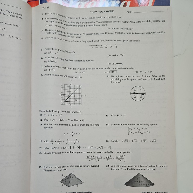 Saxon ALGEBRA 1 Set - Text, Homeschool packet, Test Forms - EXCELLENT CONDITION gallery