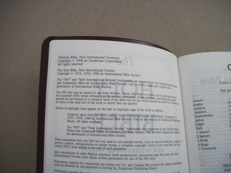 NIV Thinline Bible 1996 Burgundy Bonded Leather Ribbon Marker Red Line Edition gallery