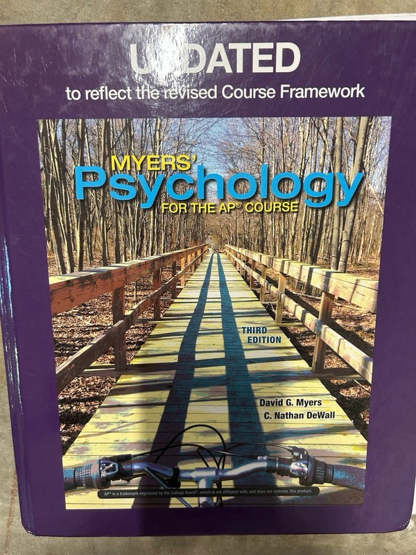 Myers’ Psychology for the AP Course 3rd Ed (2019) Paperback, Myers/DeWall