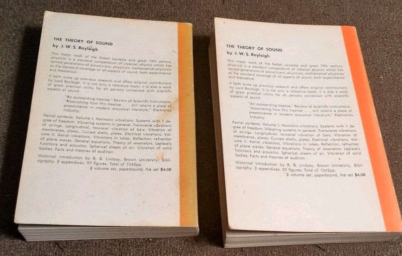 The Theory of Sound Vol. I & II by J.W.S. Rayleigh – 1945 Dover 2-Volume Set Lib gallery