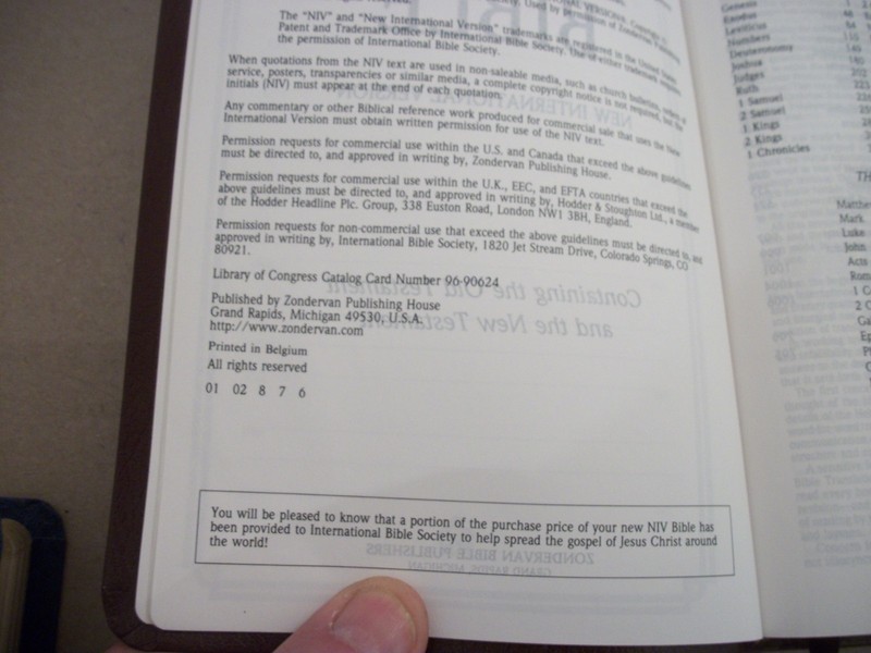 NIV Thinline Bible 1996 Burgundy Bonded Leather Ribbon Marker Red Line Edition gallery