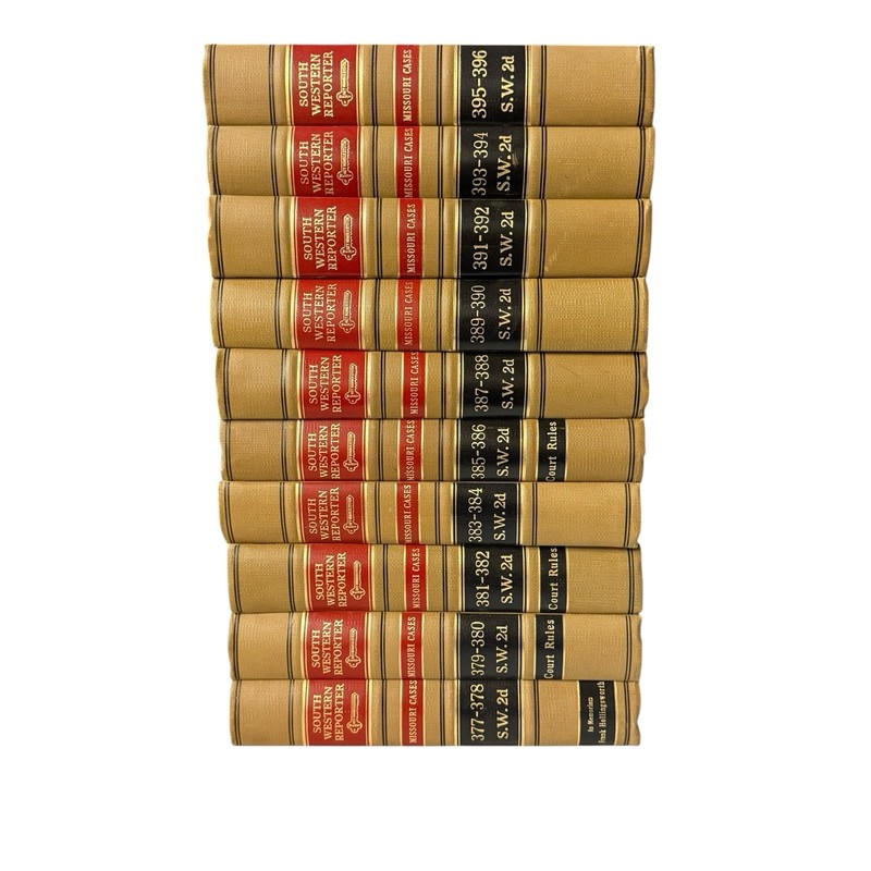 Southwestern Reporter (10 Law Books) Missouri Cases Volumes 377-396 SW 2d