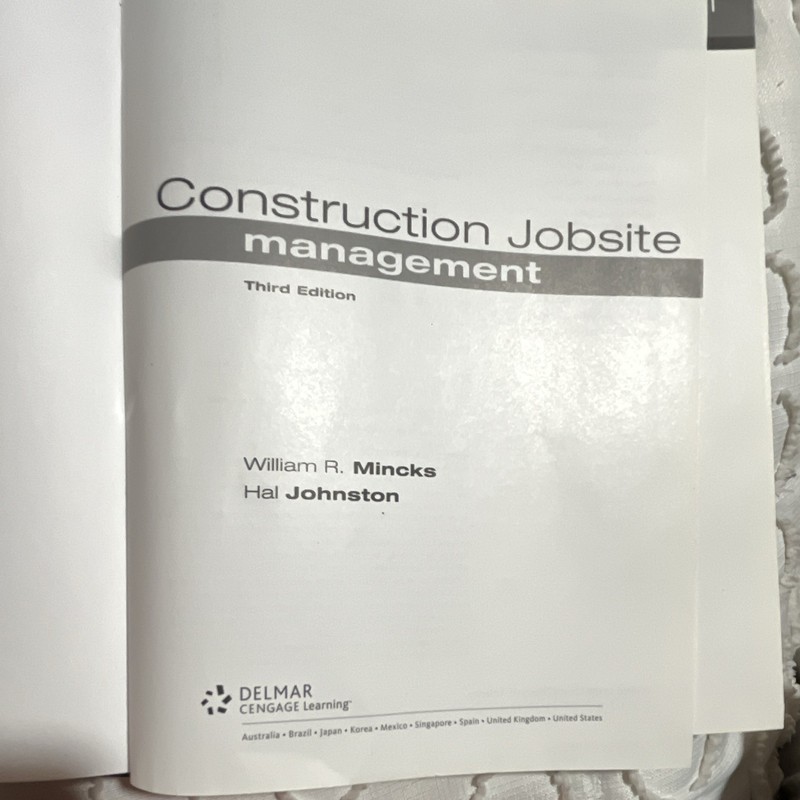 Delmar Cengage Learning Construction Jobsite Management 3rd Ed HC 2004 Mincks gallery