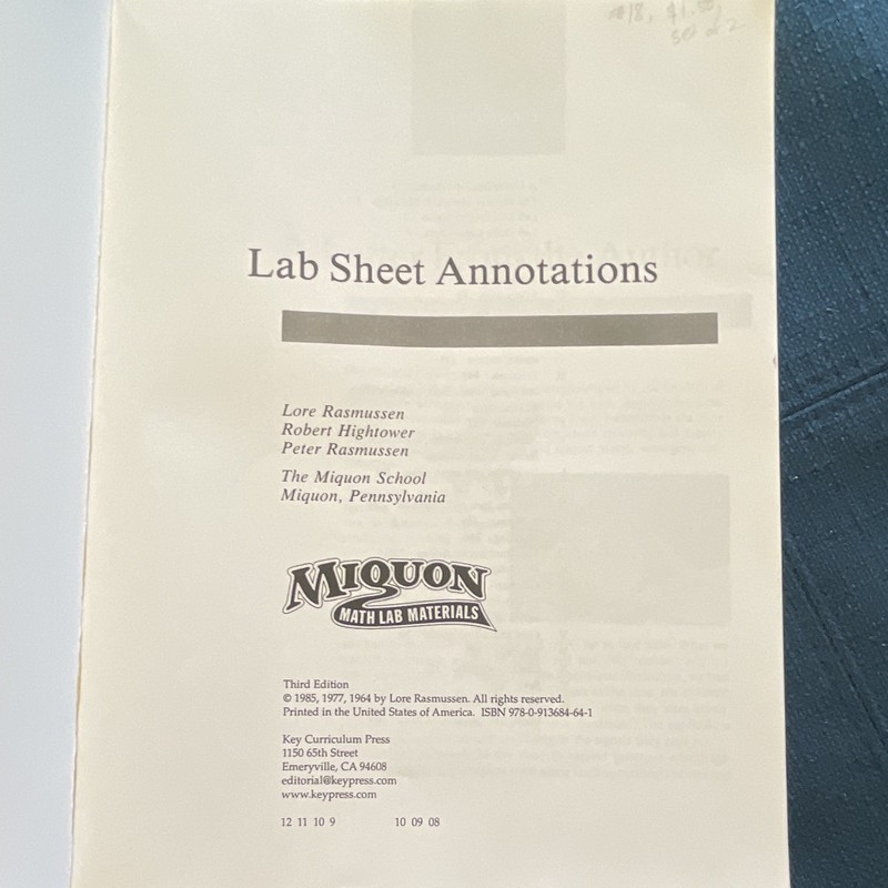 Miquon Math Lab Sheet Annotations Lore Rasmussen Key Curriculum Press 3rd Ed Pa… gallery