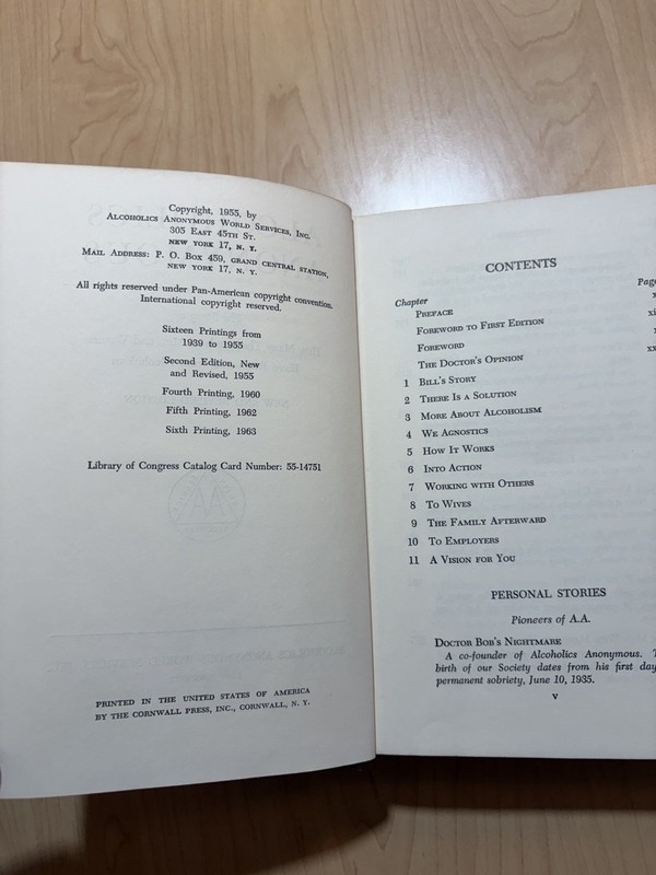 AA Book Alcoholics Anonymous 2nd Edition 1955 Hard Cover Dust Jacket 6th Print gallery