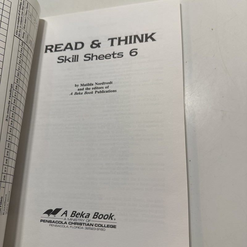 A beka Read & Think Skill Sheets Grade 6 Paperback gallery