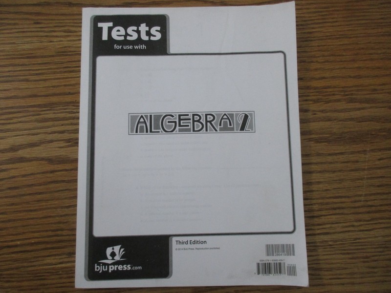 BJU Algebra 2 (3rd ed) Tests