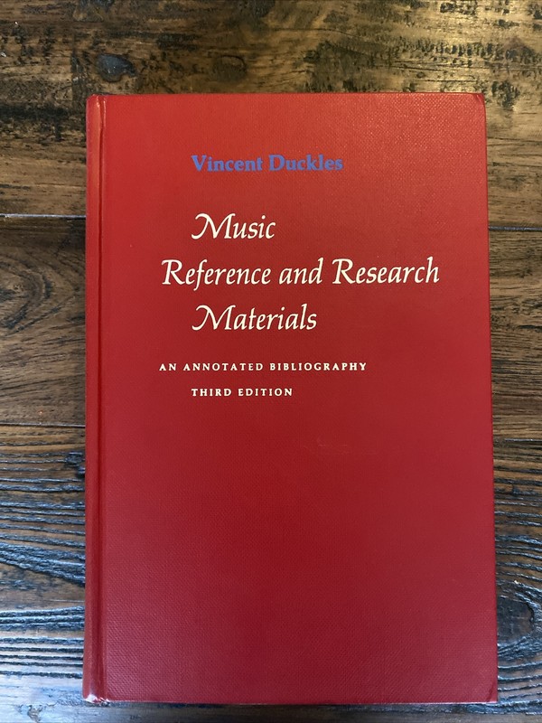 Vincent Duckles Music Reference and Research Materials~3rd Ed 1974 FP~HC VG Cond