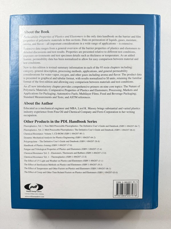 Vintage 2003 Permeability Properties of Plastics & Elastomers 2nd Ed Hardcover gallery