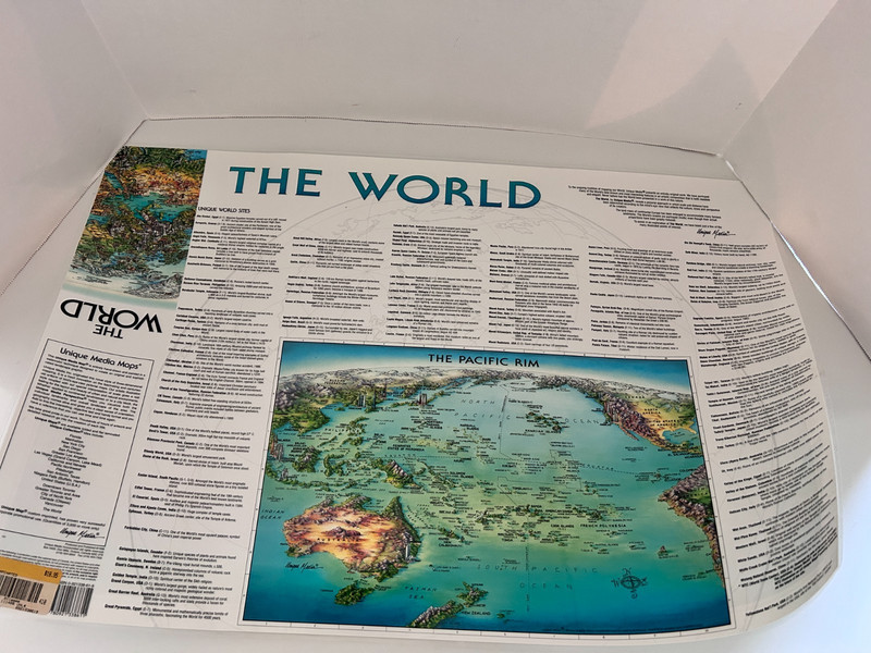 Unique Media Maps Laminated 3D Map 'The World' Artistic Illustration 1996 gallery