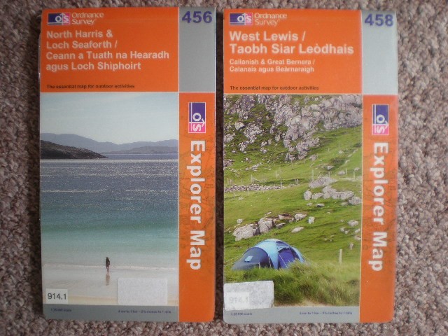 456 458 NORTH HARRIS WEST LEWIS ISLANDS LOT MAPS EXPLORER ORDNANCE SURVEY OS