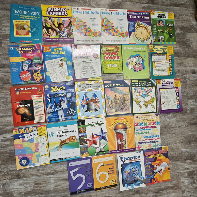 Lot Homeschool Curriculum Grades 4 5 6 Learning Workbooks Word Math Phonics Maps