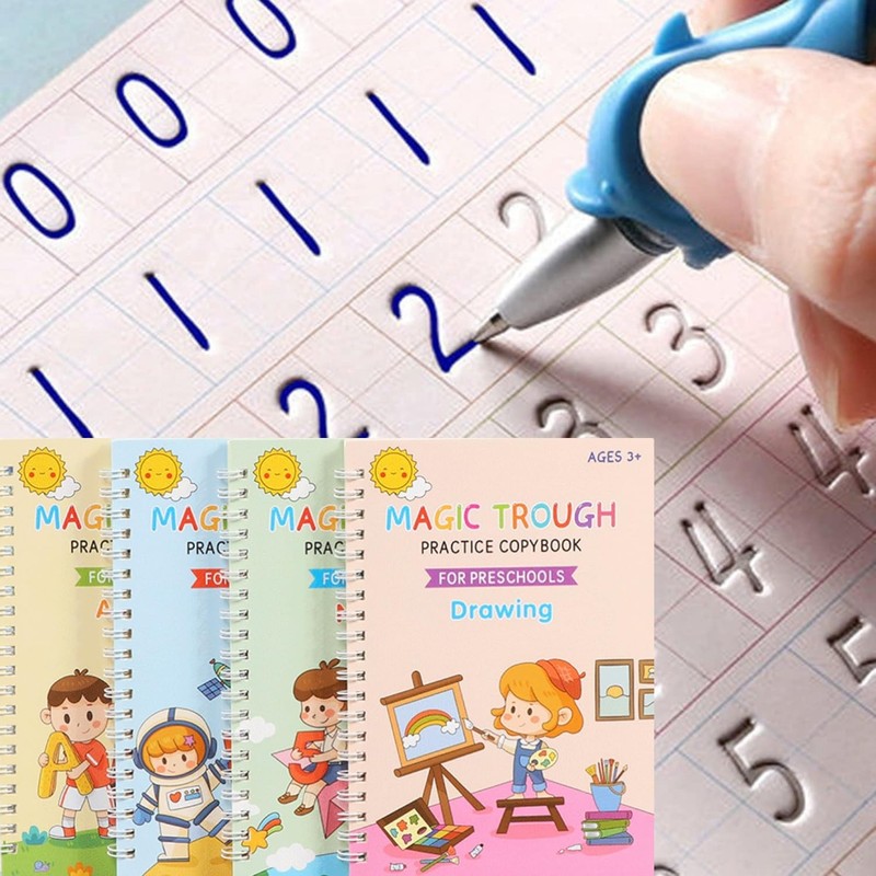 Reusable Writing Books for Kids Grooved Practice Boards Ages 3-5