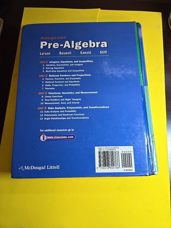 Pre-algebra, Grades 6-9: Mcdougal Littell Pre-algebra by Lee Stiff, Timothy gallery