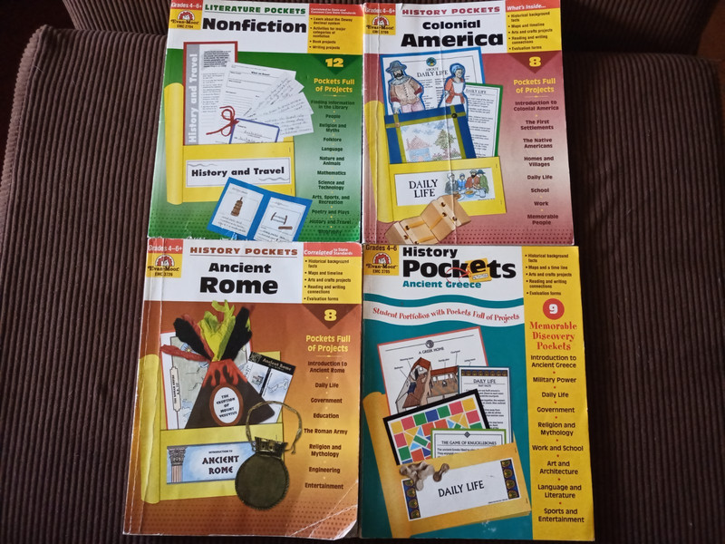 Evan Moor Literature History Pockets LOT Ancient Rome, Greece, Colonial America