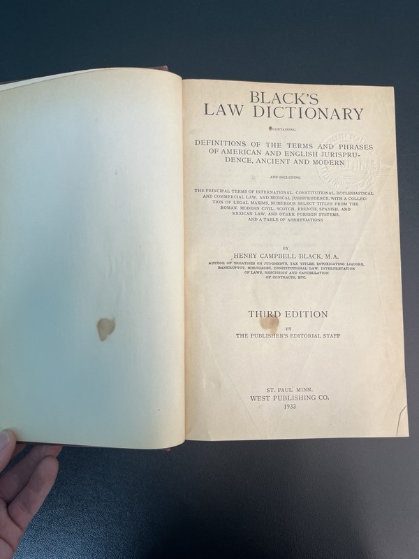 Black’s Law Dictionary Third Edition - Henry Campbell Black -West-1933-Hardcover gallery