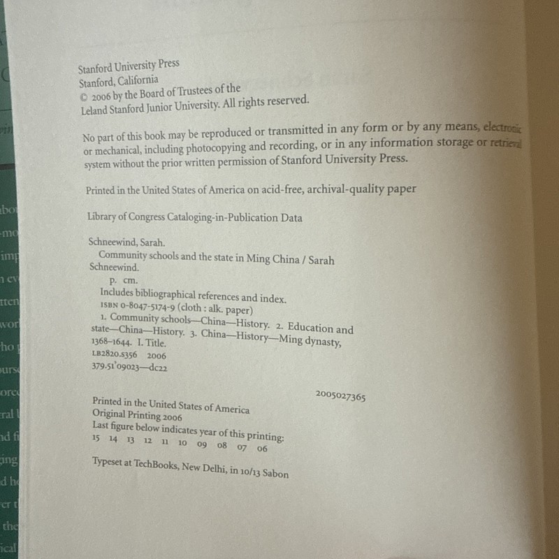 Community Schools and the State in Ming China Sarah Schneewind 2006 Hardback gallery