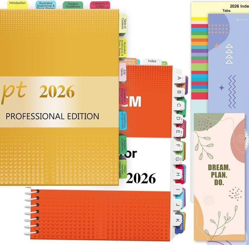 Upgraded CPT 2026 & ICD-10-CM Index Tabs - Color-Coded & Durable Set gallery