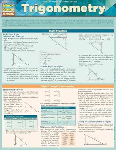 Trigonometry (Quick Study Academic) – Pamphlet, by ExpoLog LLC – Very Good x