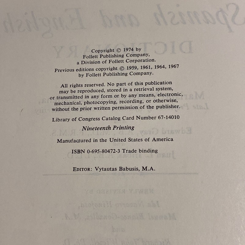 (NEW CENTURY) NEW REVISED SPANISH AND ENGLISH DICTIONARY 1974 gallery