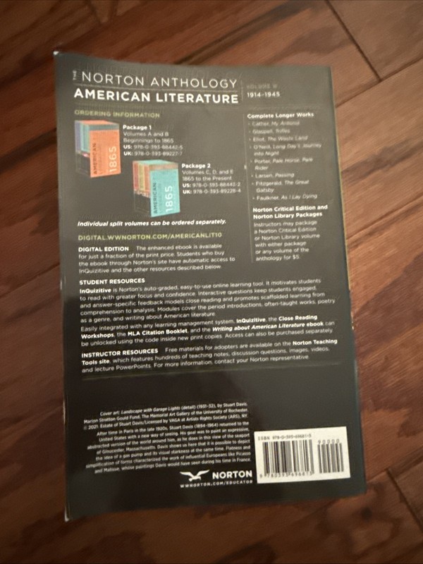 American Literature- Norton Anthology 1865- Present Set- Bent But Never Used gallery