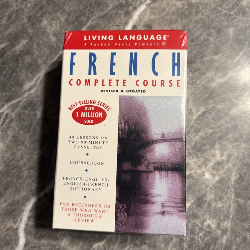 LIVING LANGUAGE COMPLETE FRENCH COURSE – 2 CASSETTES, COURSEBOOK, DICTIONARY New