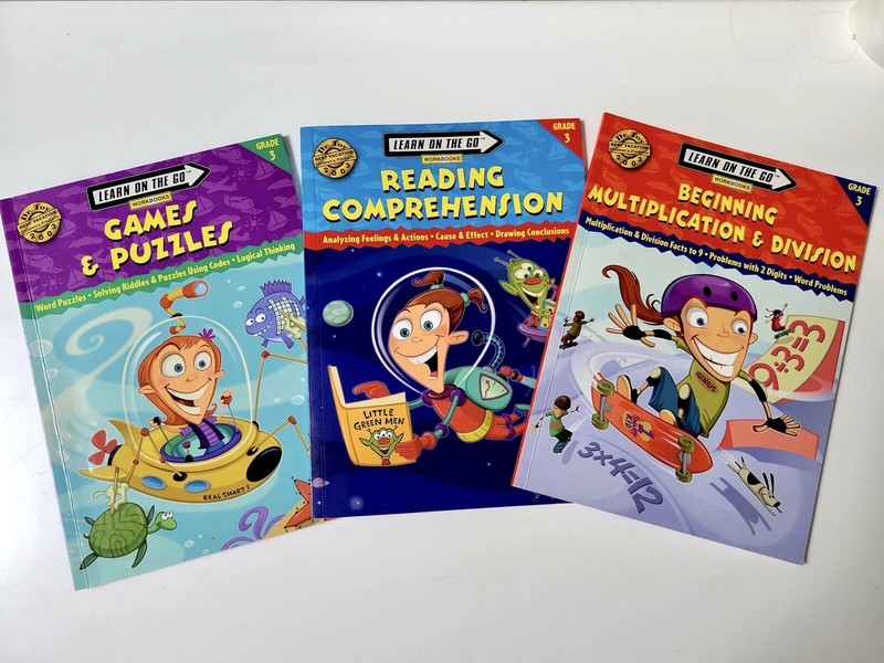 Learn In The Go Workbooks Lot Grades 4-6/ 3 Reading Math Puzzles Skill Practice