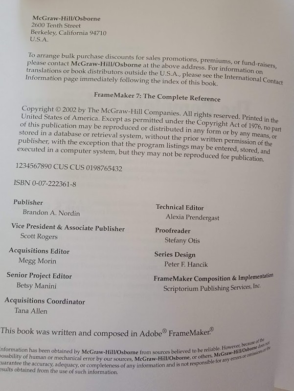 Osborne Complete Reference Ser.: FrameMaker(R) 7: the Complete Reference by…