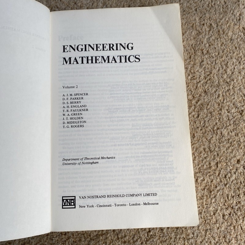 Engineering Mathematics Volume 2 - Van Nostrand Reinhold - Int. Student Edition gallery