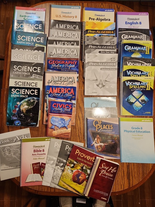 Abeka 8th Grade Homeschool Textbooks, Teachers Keys, Some Consumables 37 Books