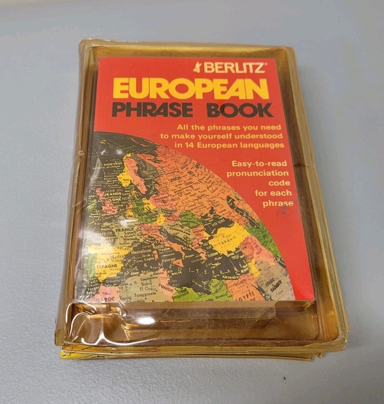 Vintage Berlitz European for travelers 2 Cassette Tapes Set plus Phrase Book