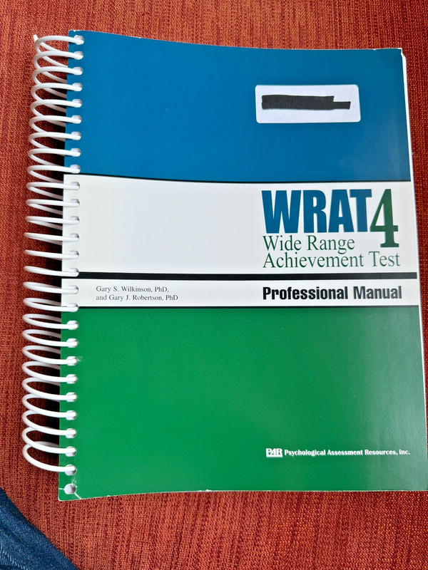 Wide Range Achievement Test 4 (WRAT 4) – Complete Kit with Protocols