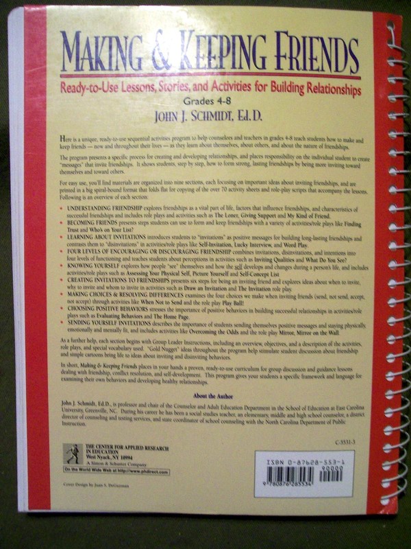 Making & Keeping Friends Grades 4-8 by John J. Schmidt, Ed.D. (1997, Spiral) gallery