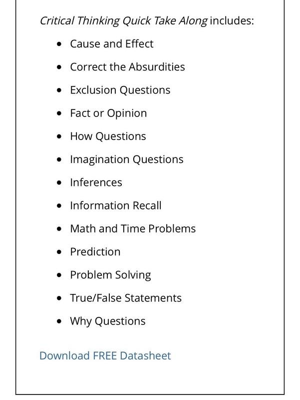 Critical Thinking Quick Take Along Mini-Book Super Duper Publications #TA-450 gallery