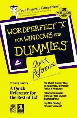 Wordperfect 8 for Windows for Dummies: Quick Reference Harvey, Greg plastic_com