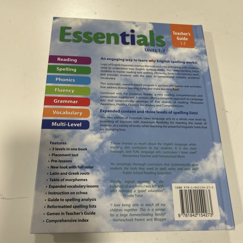 Essentials Multi-Level Reading,Spelling,Grammar & Vocabulary Units 1-7 (TE) gallery