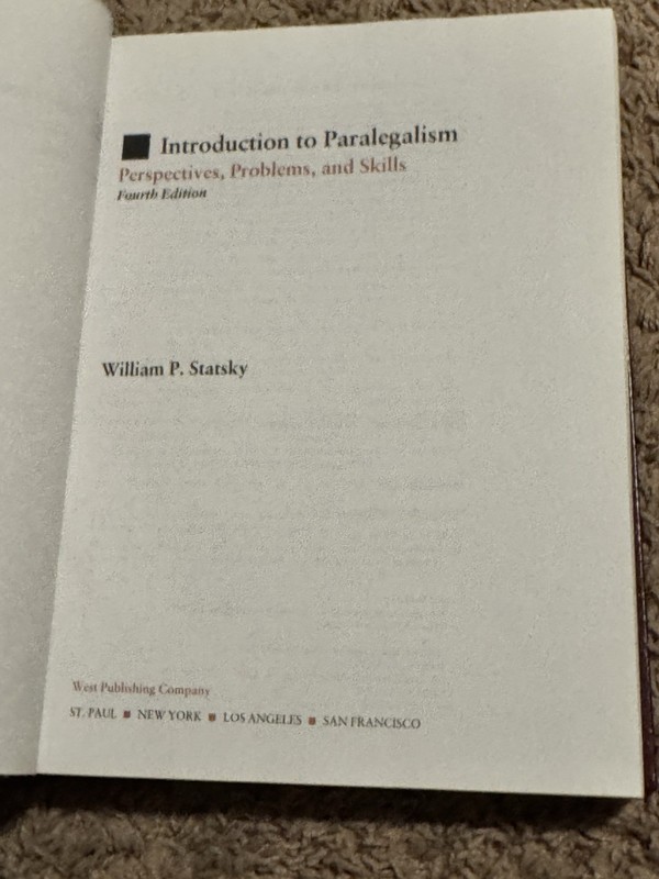 Introduction to Paralegalism By William Statsky 4th Fourth Edition Text Book gallery