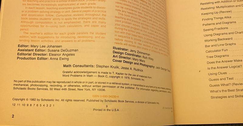 Vintage 1982 Teacher's Edition Problem Solving in Math E Scholastic Skills Book gallery