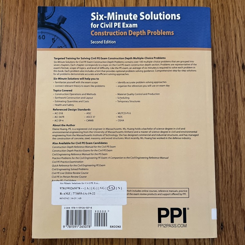 Six-Minute Solutions for Civil PE Exam: Construction Depth Problems gallery