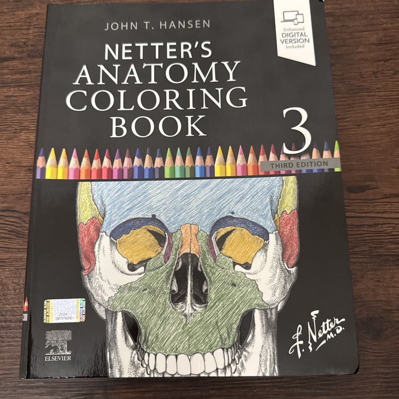 Netter’s Anatomy Coloring Book by John Hansen 3rd Edition Paperback Free Shippin