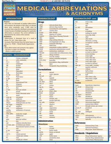 Medical Abbreviations and Acronyms by Staff BarCharts Inc. and Corinne B. Linton