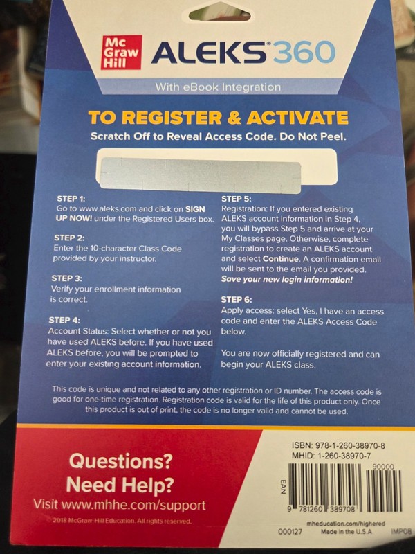 ALEKS 360 Access Card for Math in Our World by Sobecki (2018, Digital)-BRAND NEW