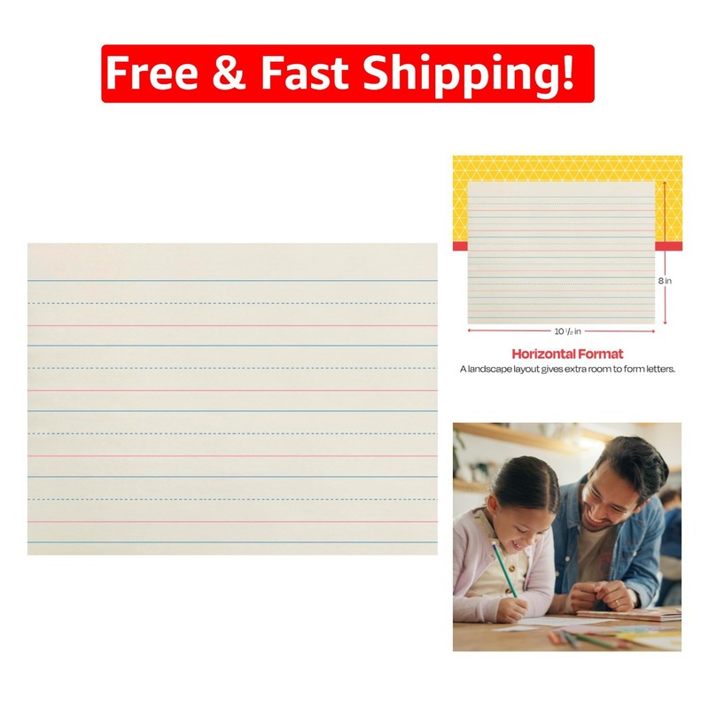 500 Sheets Zaner-Bloser Grade K Writing Paper – 10.5 x 8 Inches, 1-1/8 Inch Rule