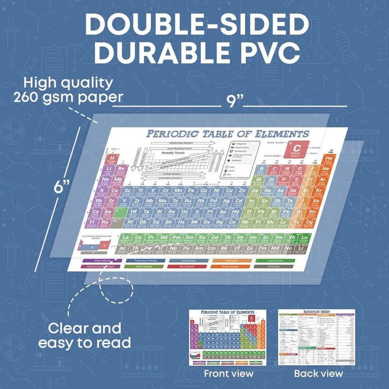 6x9"Periodic Table of Elements Chart Poster Small LAMINATED, Chemistry Reference gallery