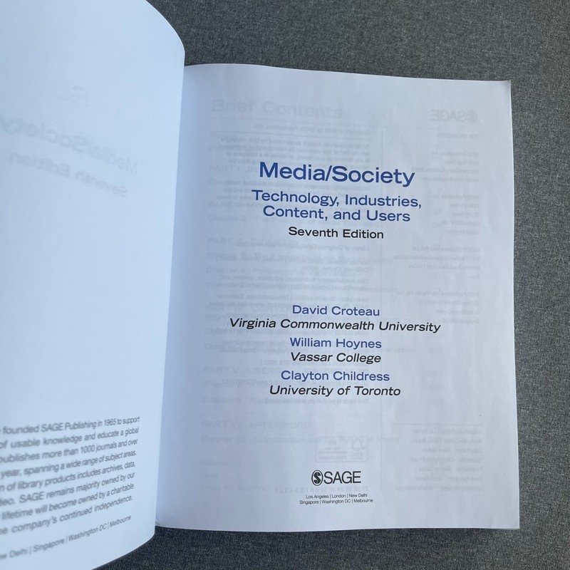 Media/Society: Technology, Industries, Content, and Users by Croteau, David R., gallery