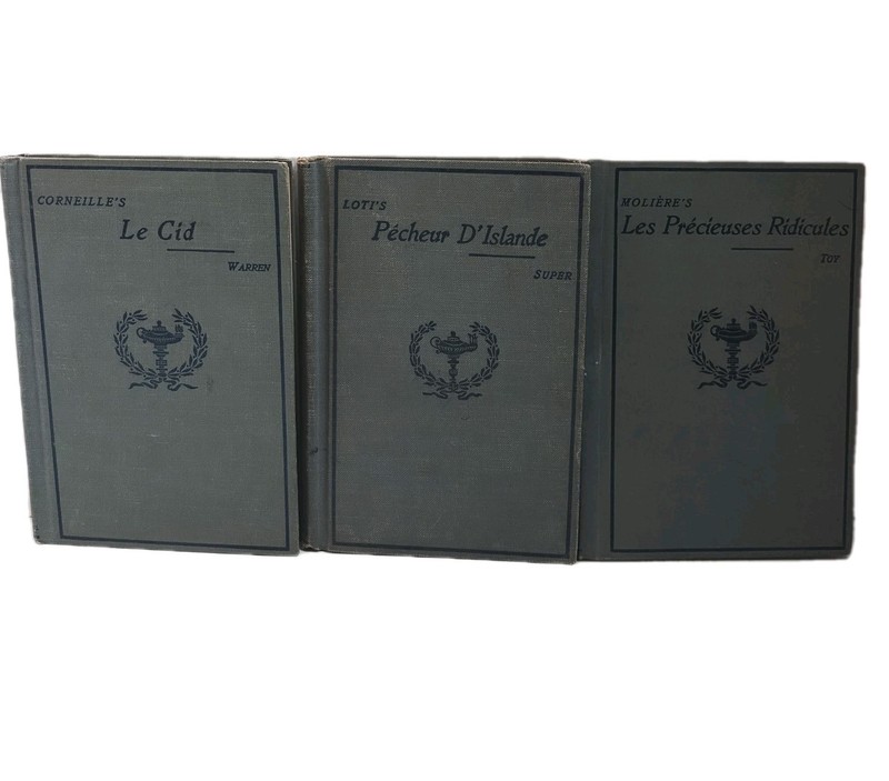 Lot of 3 Vtg 1890s French Textbooks Heaths Modern Language Series Classic Books